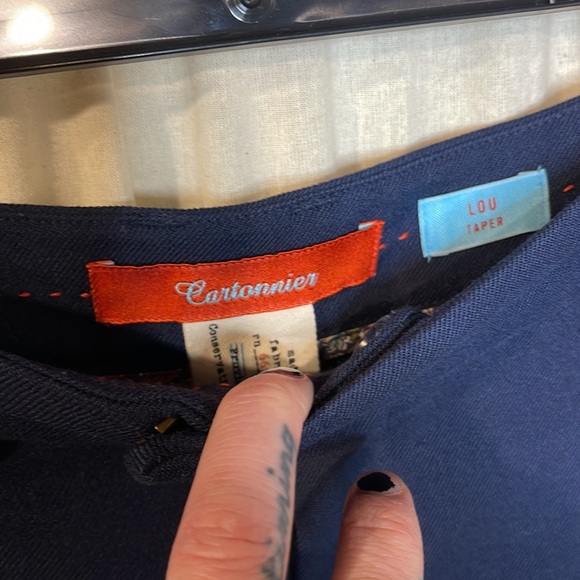 ANTHROPOLOGIE- CARTONNIER LOU TAPER EMBELLISHED NAVY BLUE TWILL PANTS SIZE 4T - Picture 11 of 15